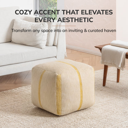Waterbury Pouf - Beige Honey Mustard