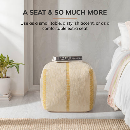 Waterbury Pouf - Beige Honey Mustard