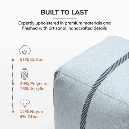 Waterbury Pouf - Light Blue Midnight Blue