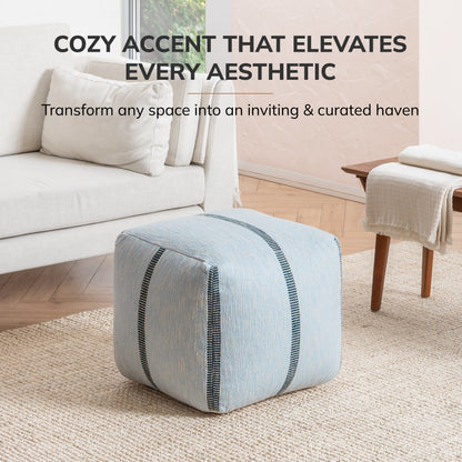 Waterbury Pouf - Light Blue Midnight Blue