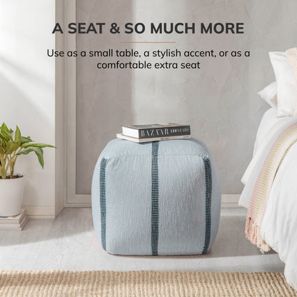 Waterbury Pouf - Light Blue Midnight Blue