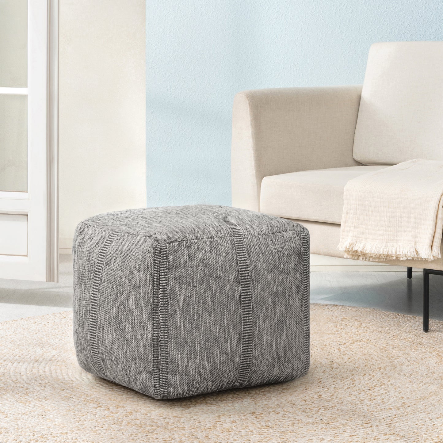 Waterbury Pouf - Gray Charcoal