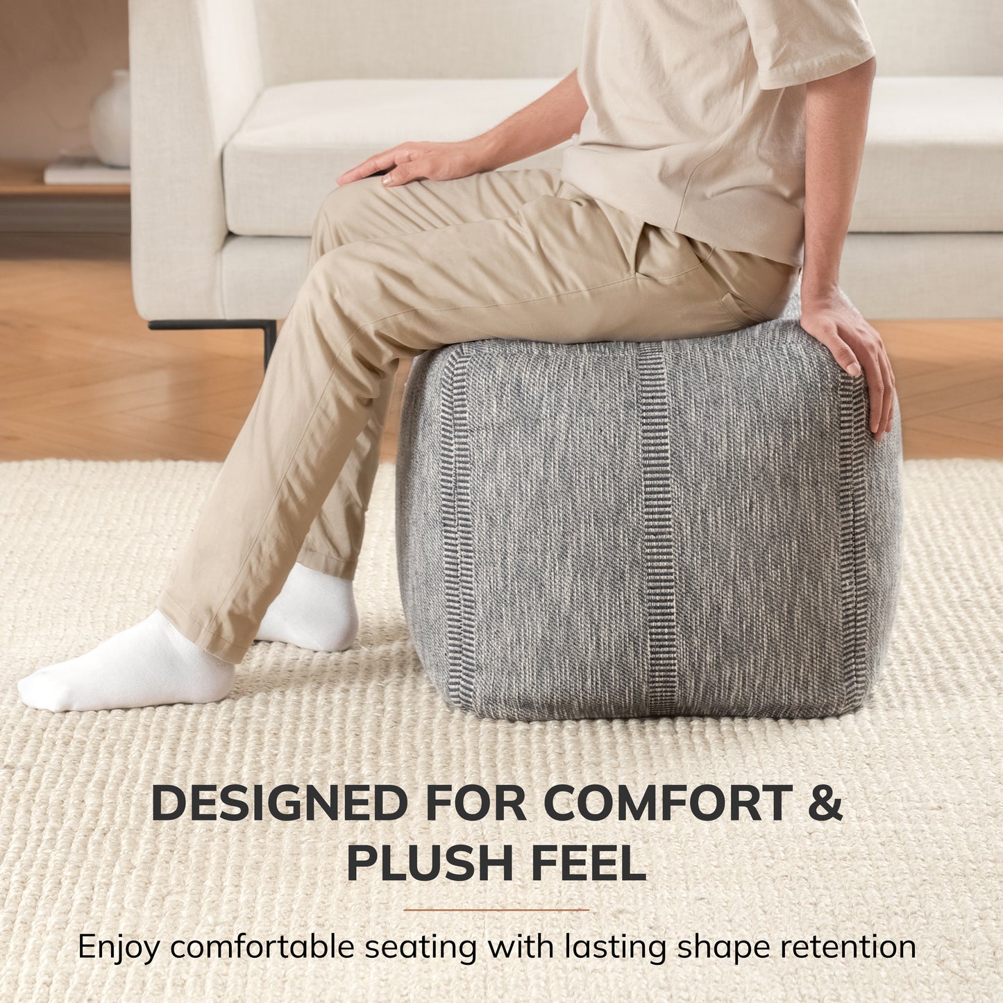 Waterbury Pouf - Gray Charcoal