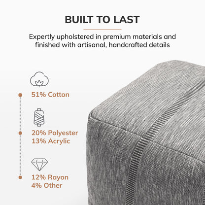 Waterbury Pouf - Gray Charcoal