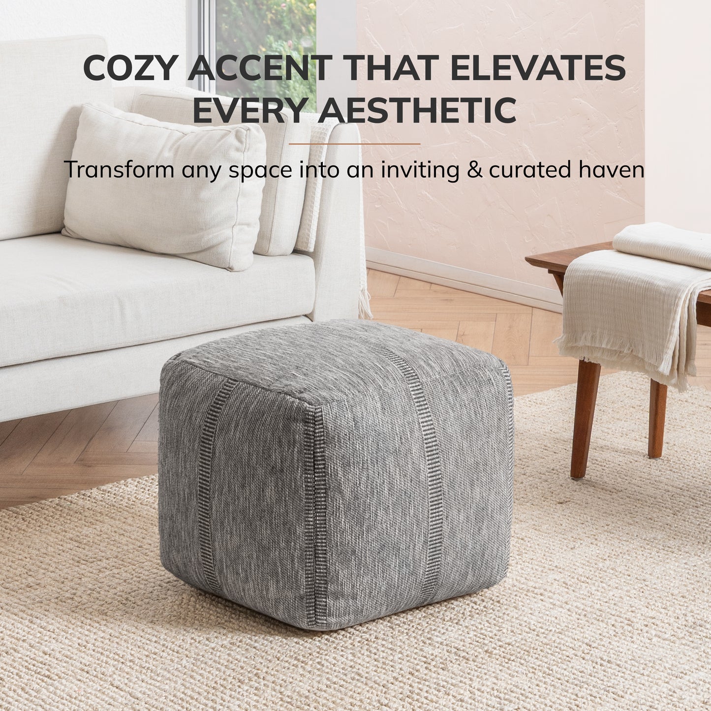 Waterbury Pouf - Gray Charcoal