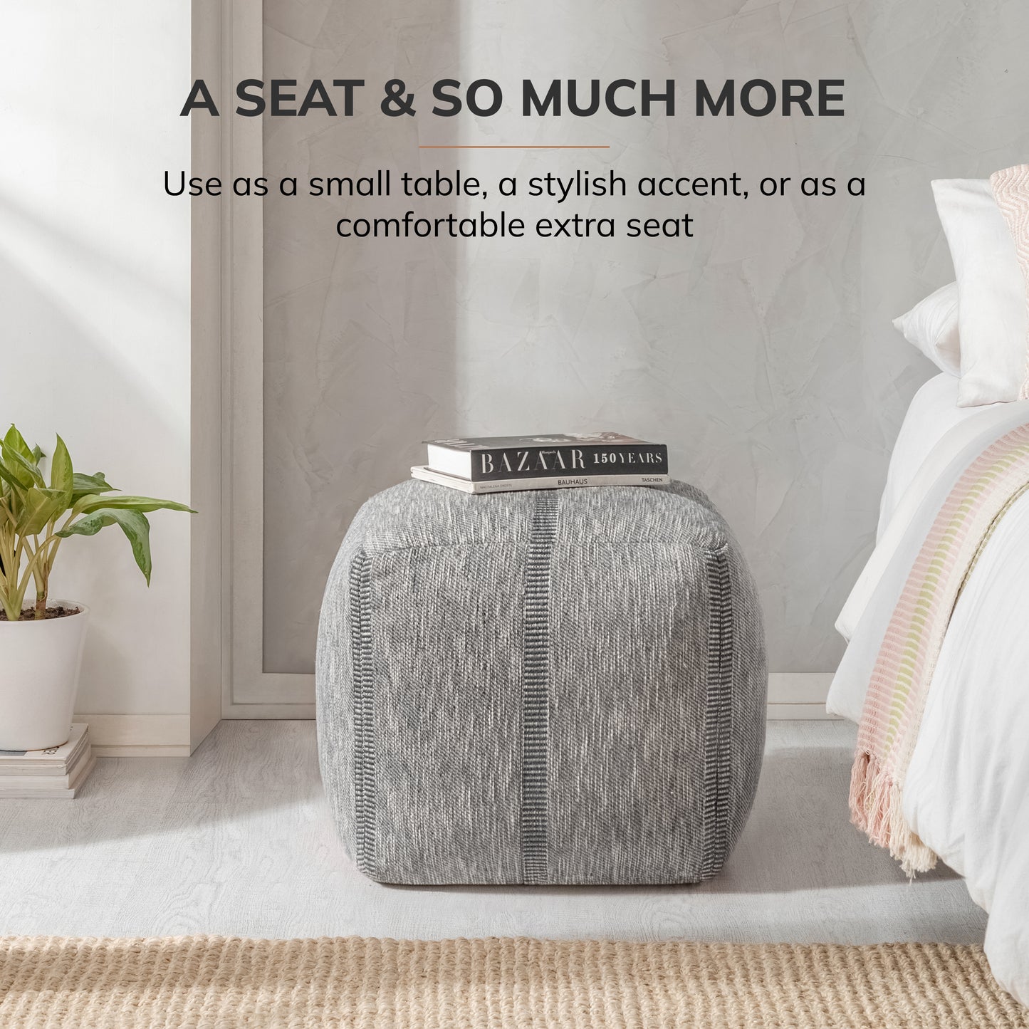 Waterbury Pouf - Gray Charcoal