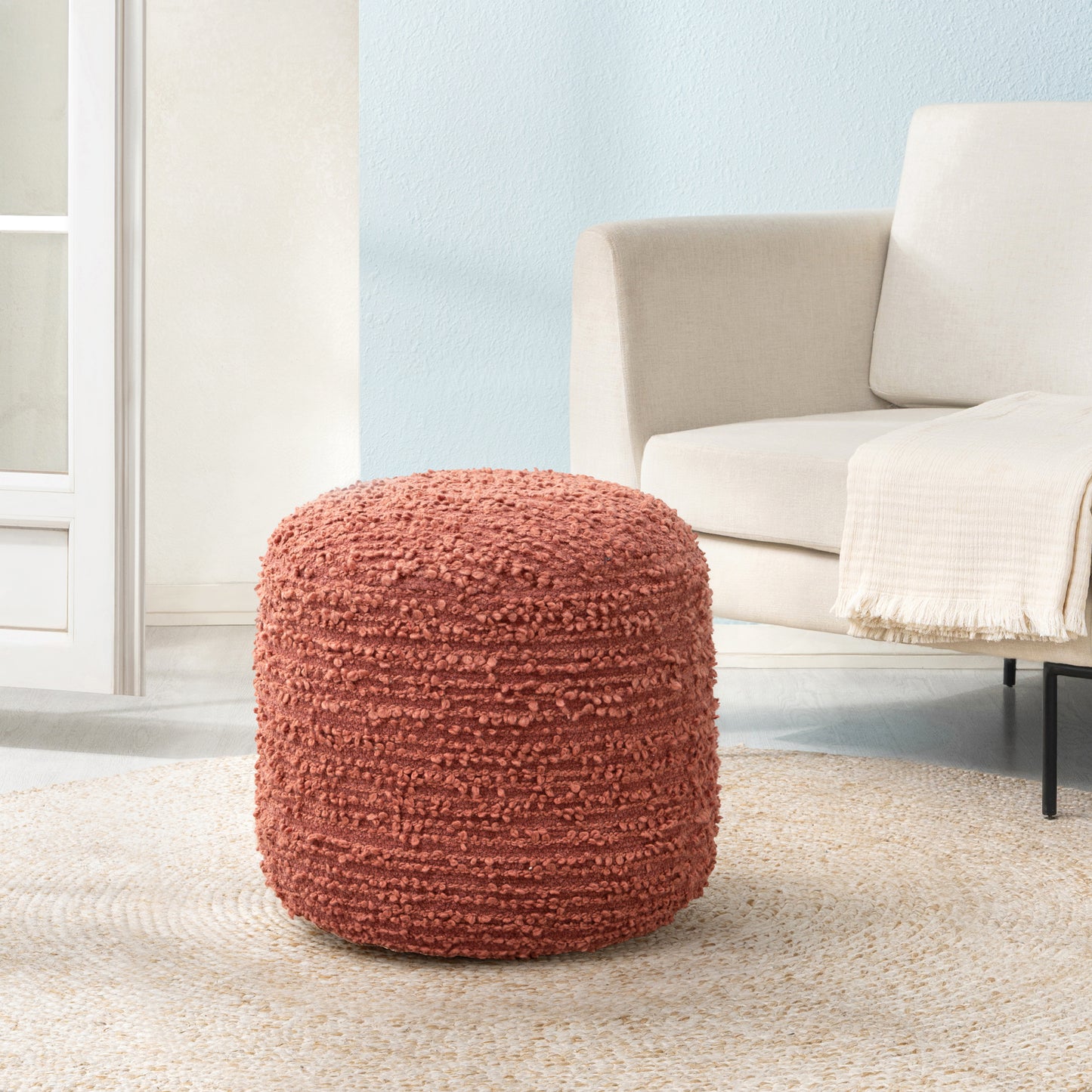 Stratford Pouf - Terracotta