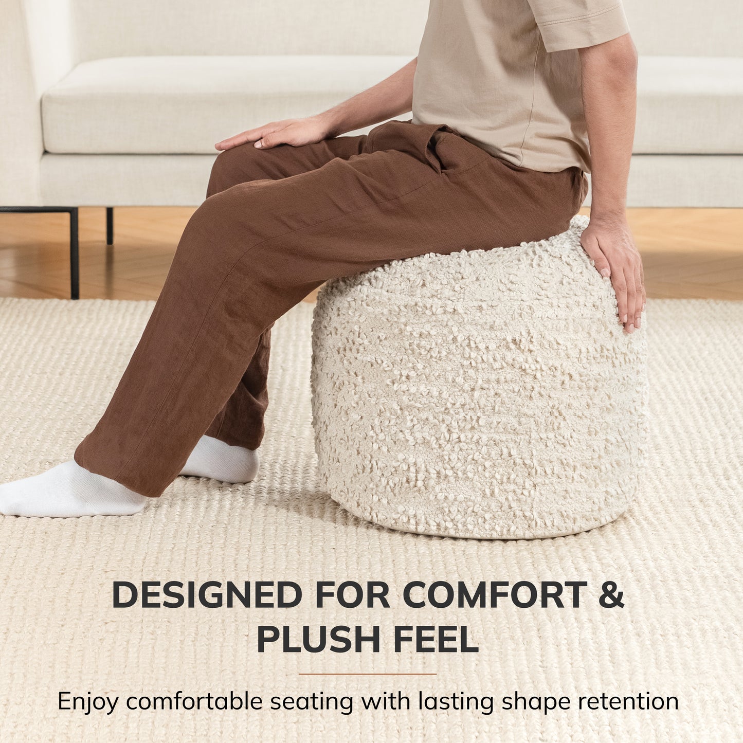 Stratford Pouf - Ivory