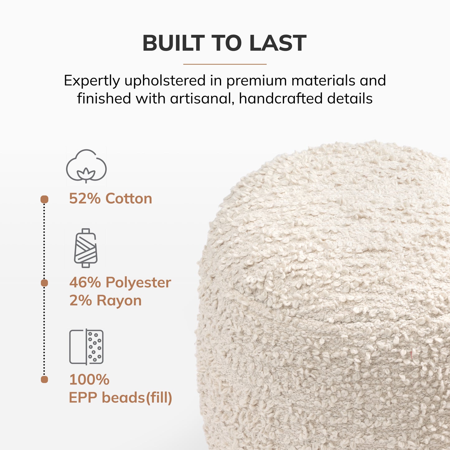 Stratford Pouf - Ivory