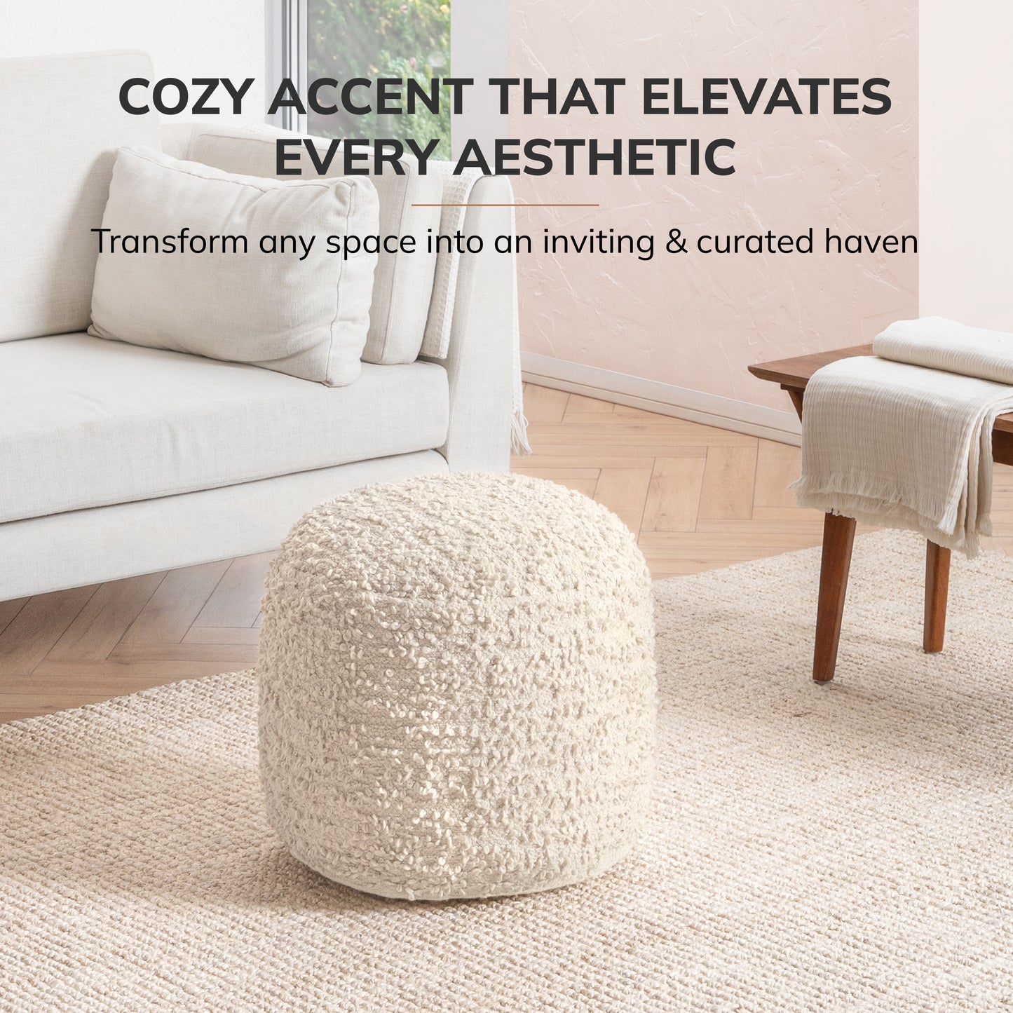 Stratford Pouf - Ivory