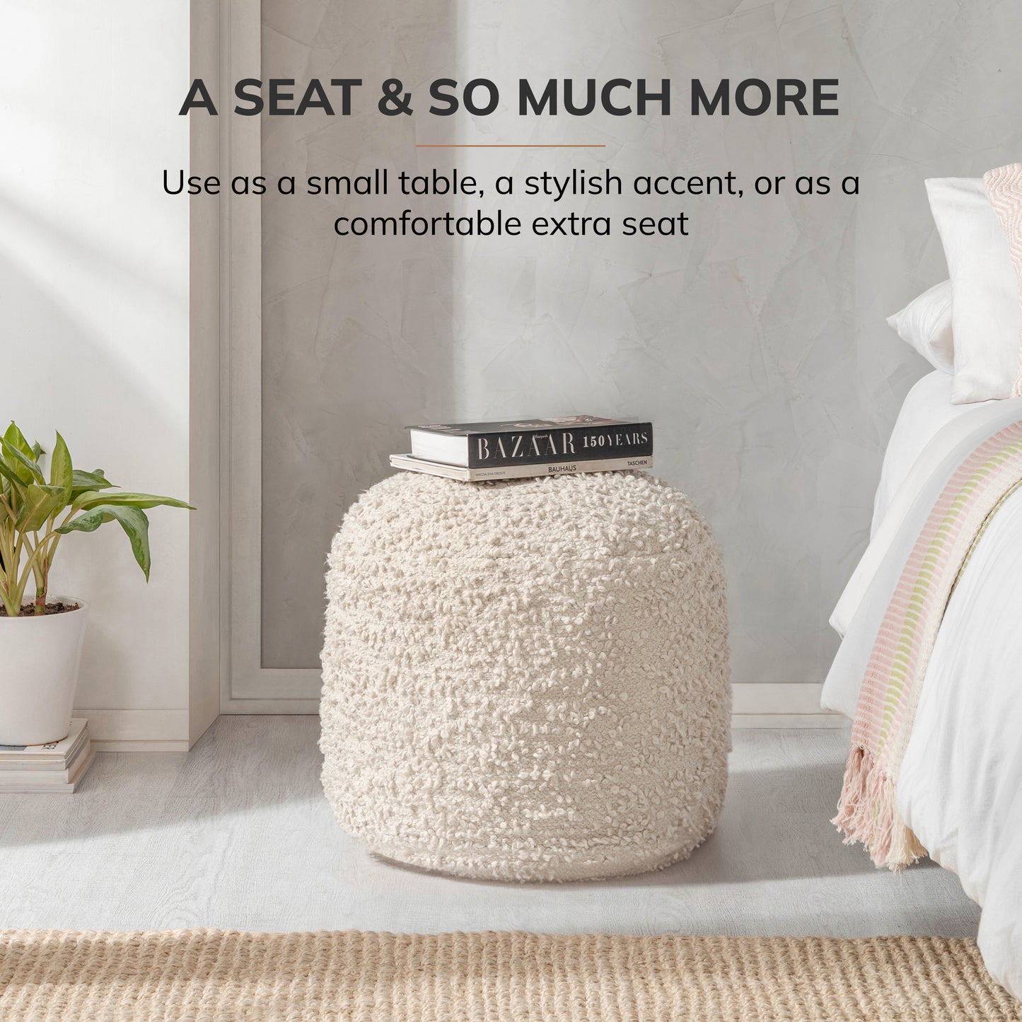 Stratford Pouf - Ivory