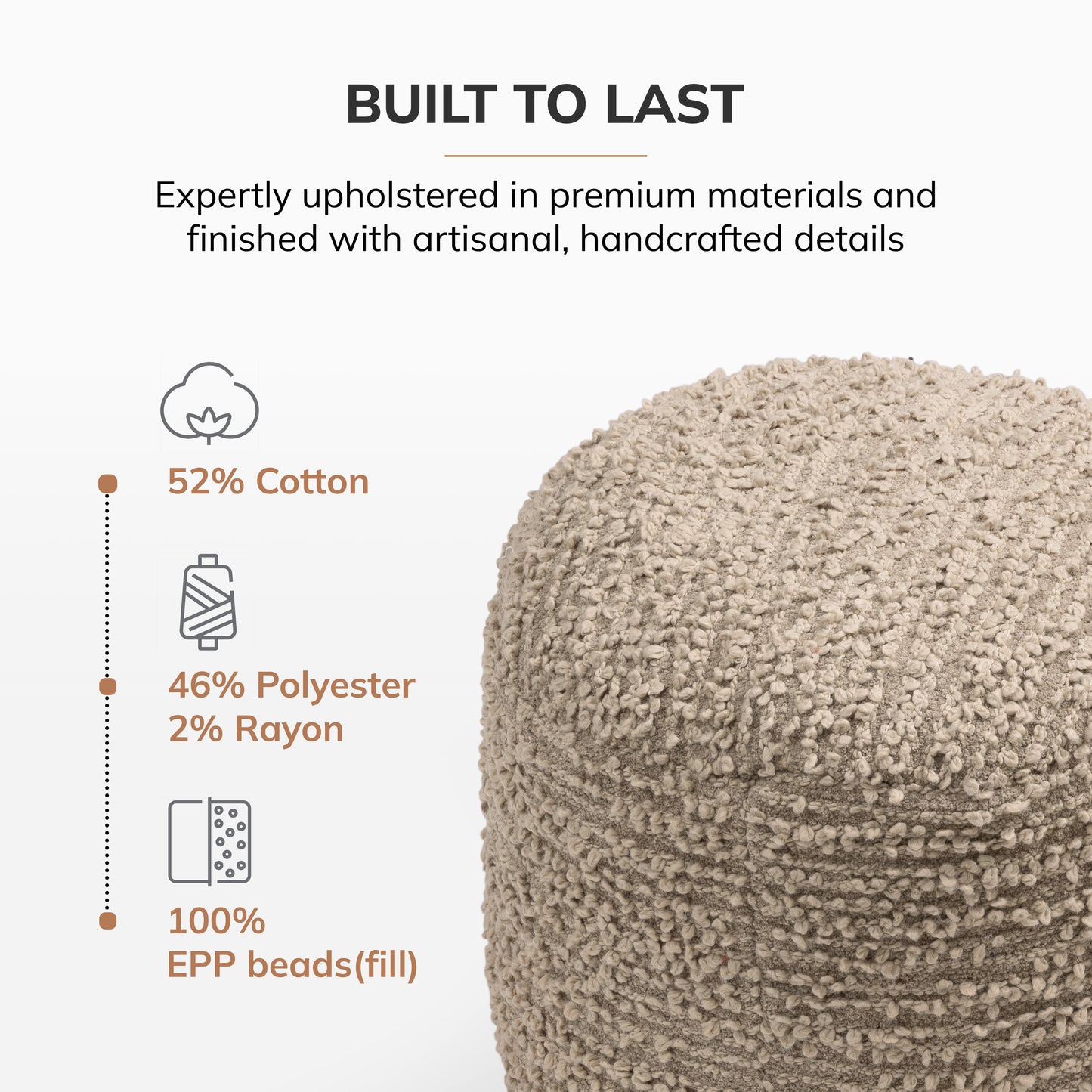 Stratford Pouf - Brown