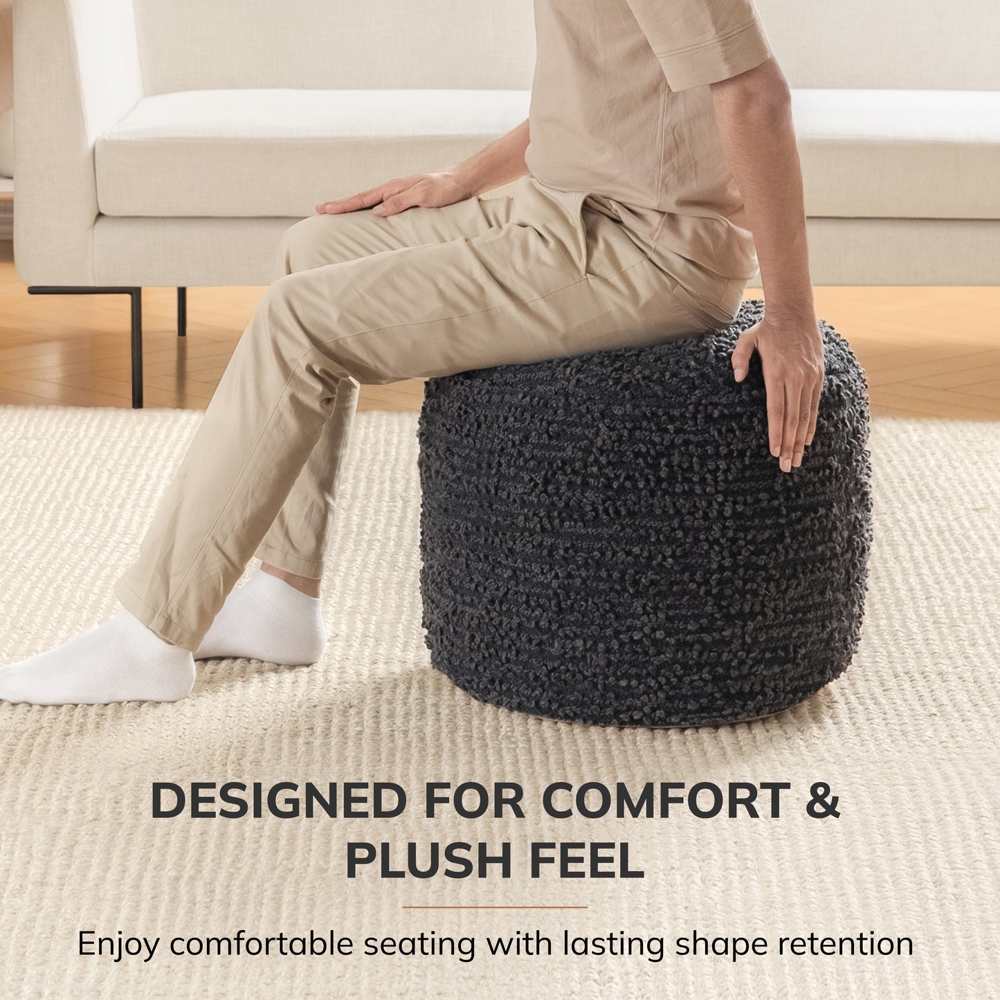 Stratford Pouf - Charcoal