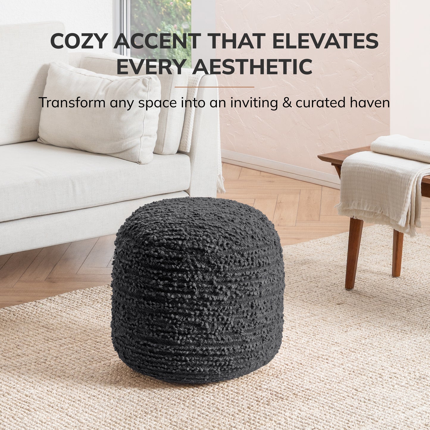Stratford Pouf - Charcoal