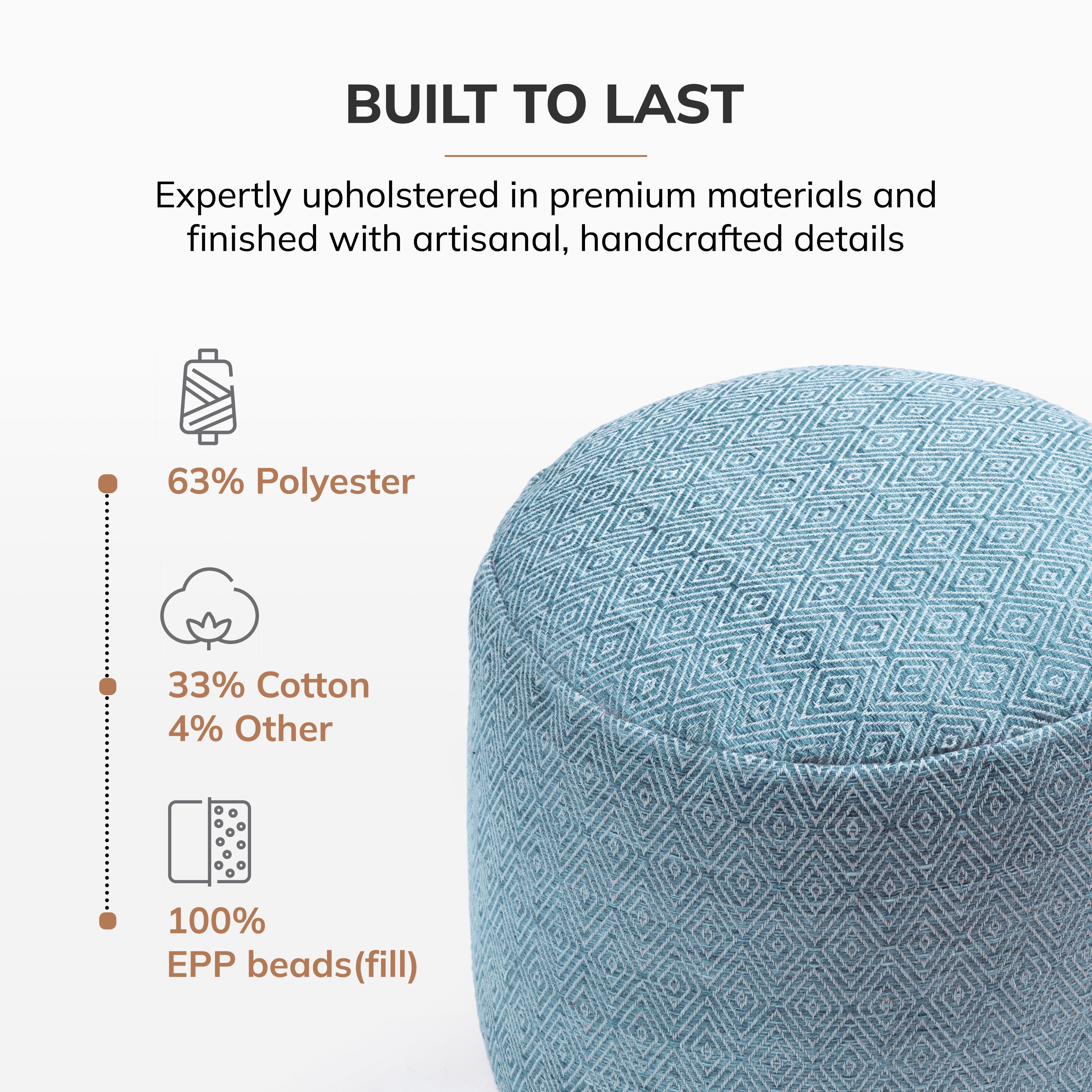 Polyester Cotton Elkart Pouf - Blue | Anji Mountain
