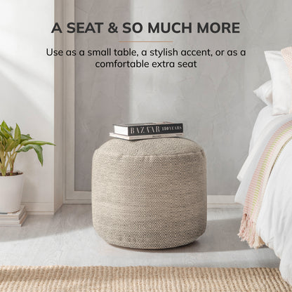 Elkart Pouf - Ivory Brown