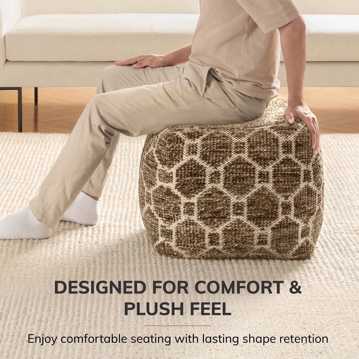 Athens Pouf - Brown