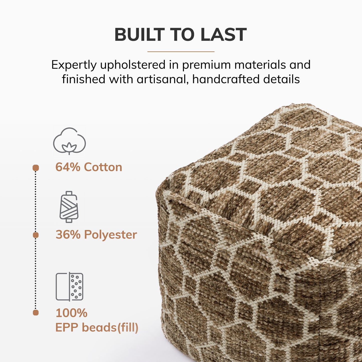 Athens Pouf - Brown