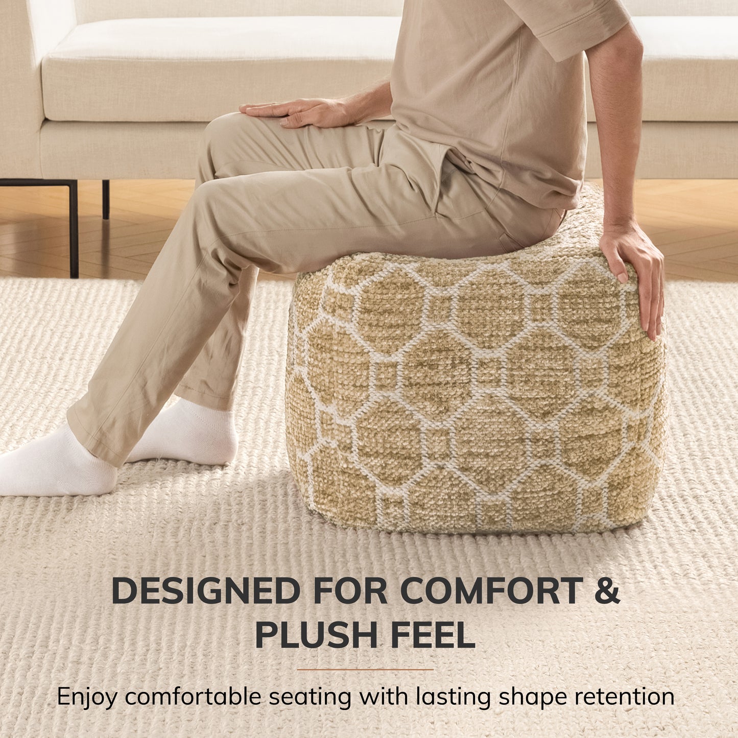 Athens Pouf - Light Brown
