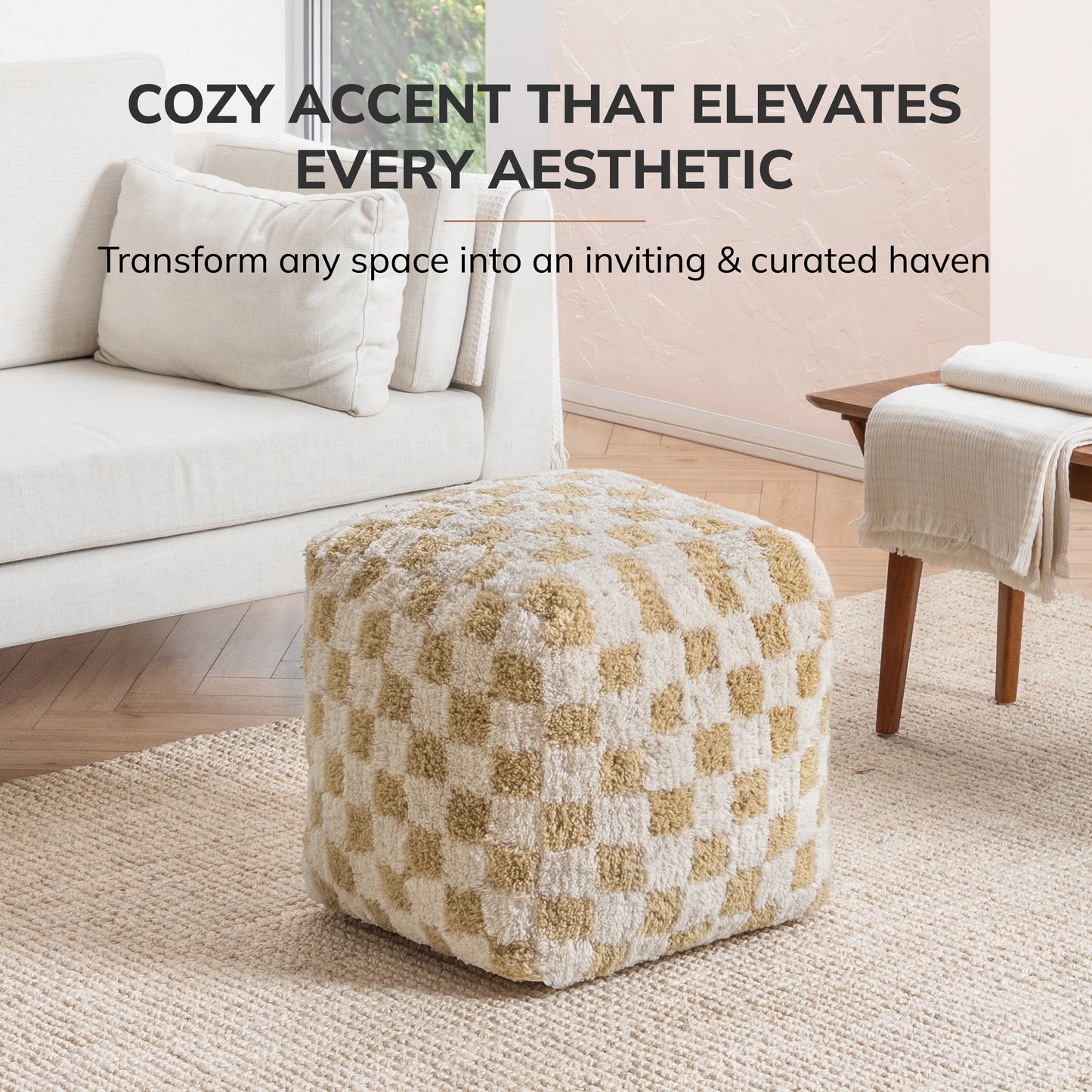 Tinsley Pouf - Beige Ivory