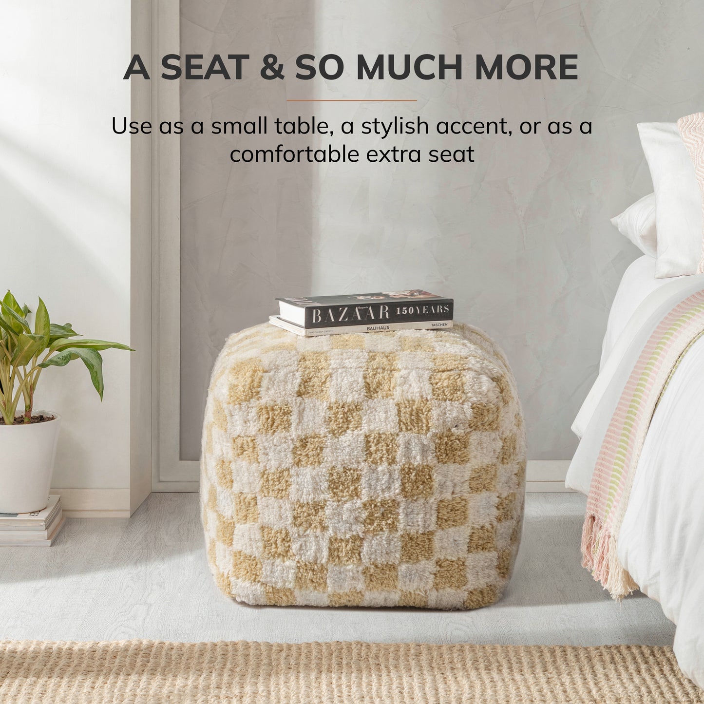 Tinsley Pouf - Beige Ivory