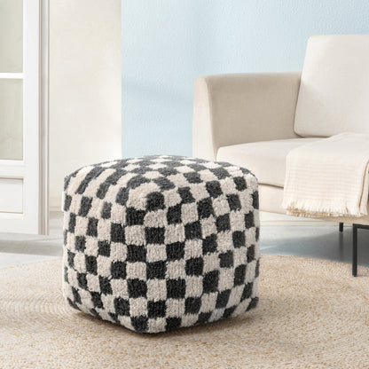 Tinsley Pouf - Black Ivory