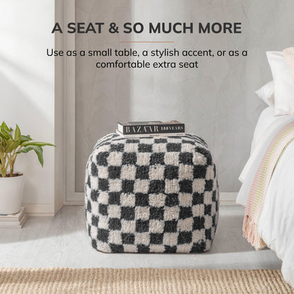 Tinsley Pouf - Black Ivory