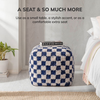 Tinsley Pouf - Navy Ivory
