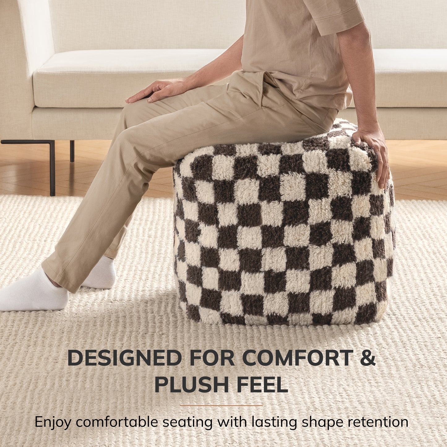 Tinsley Pouf - Chocolate Ivory