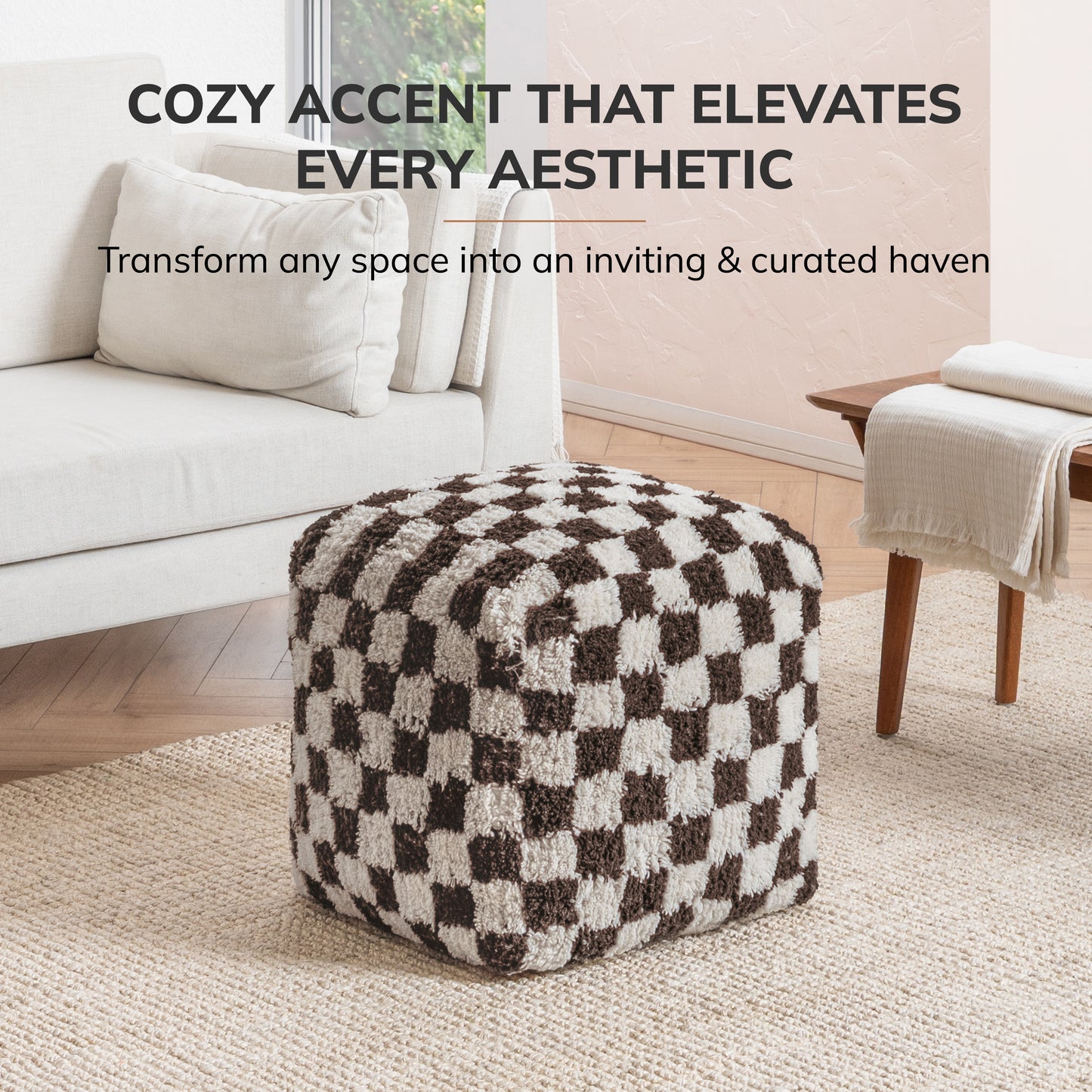 Tinsley Pouf - Chocolate Ivory