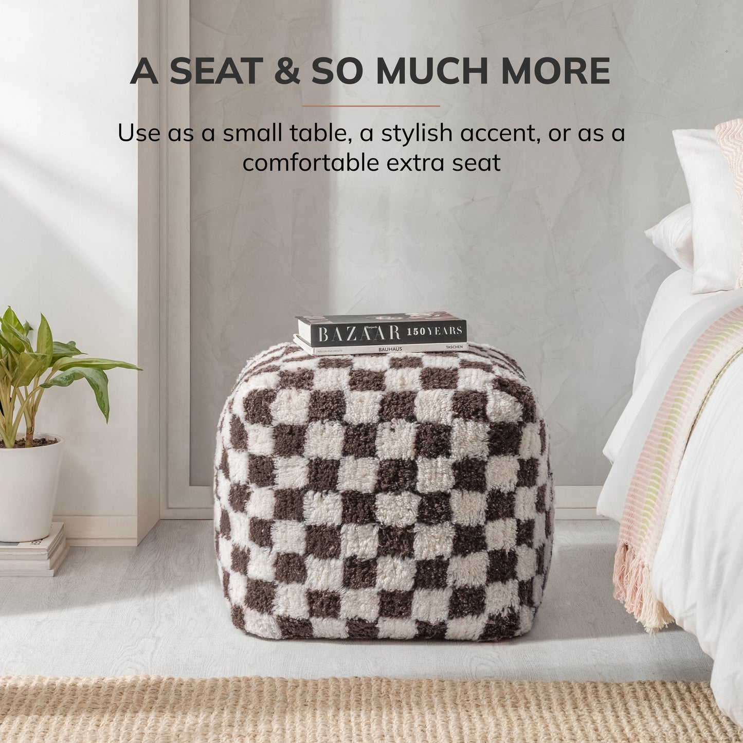 Tinsley Pouf - Chocolate Ivory