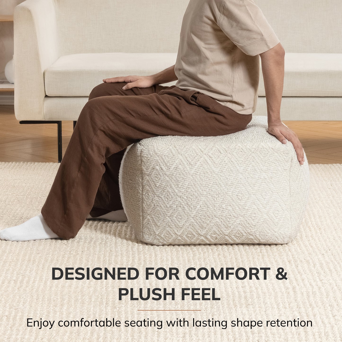 Cherokee Pouf - Ivory