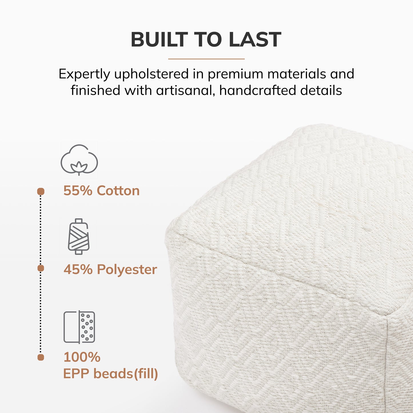 Cherokee Pouf - Ivory