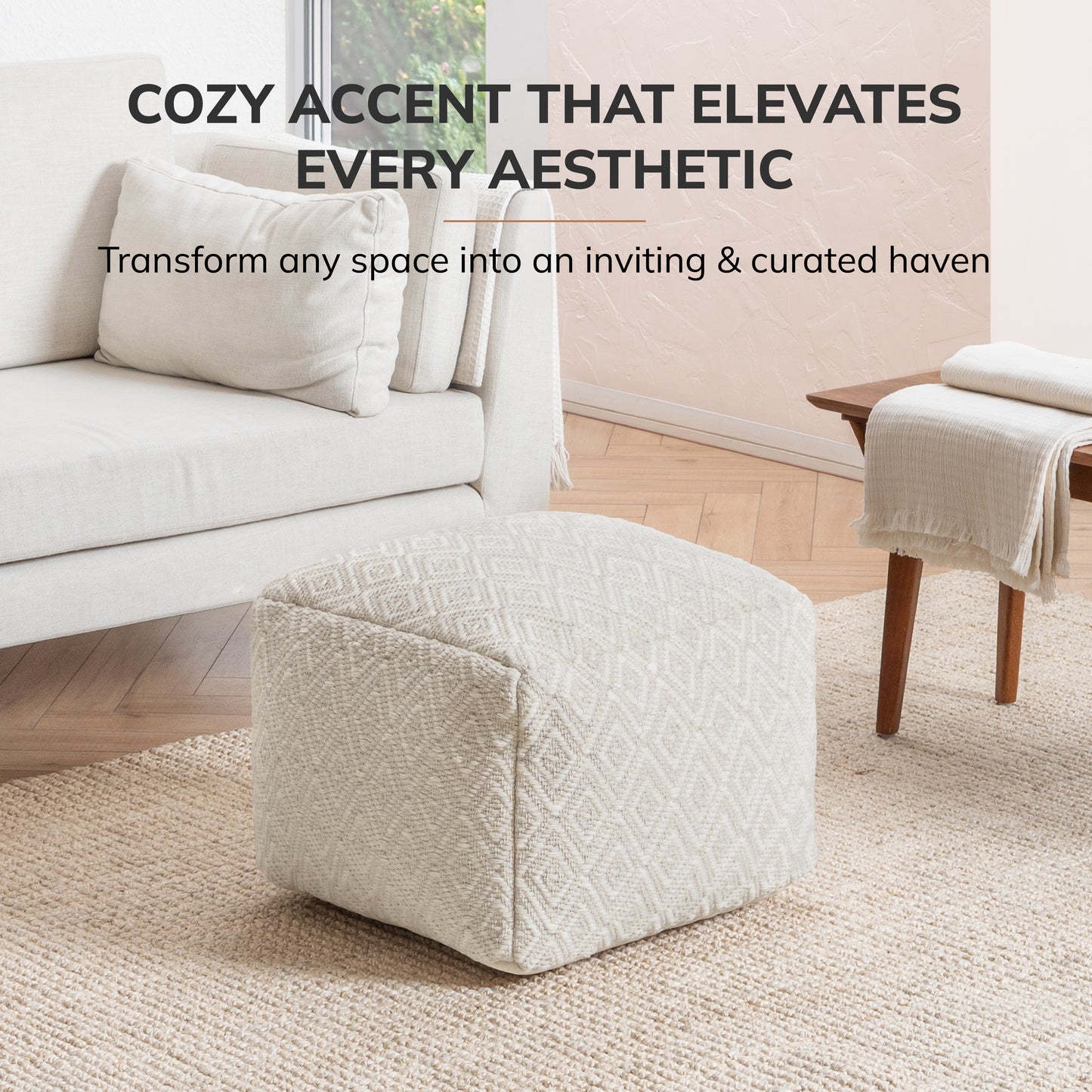 Cherokee Pouf - Ivory