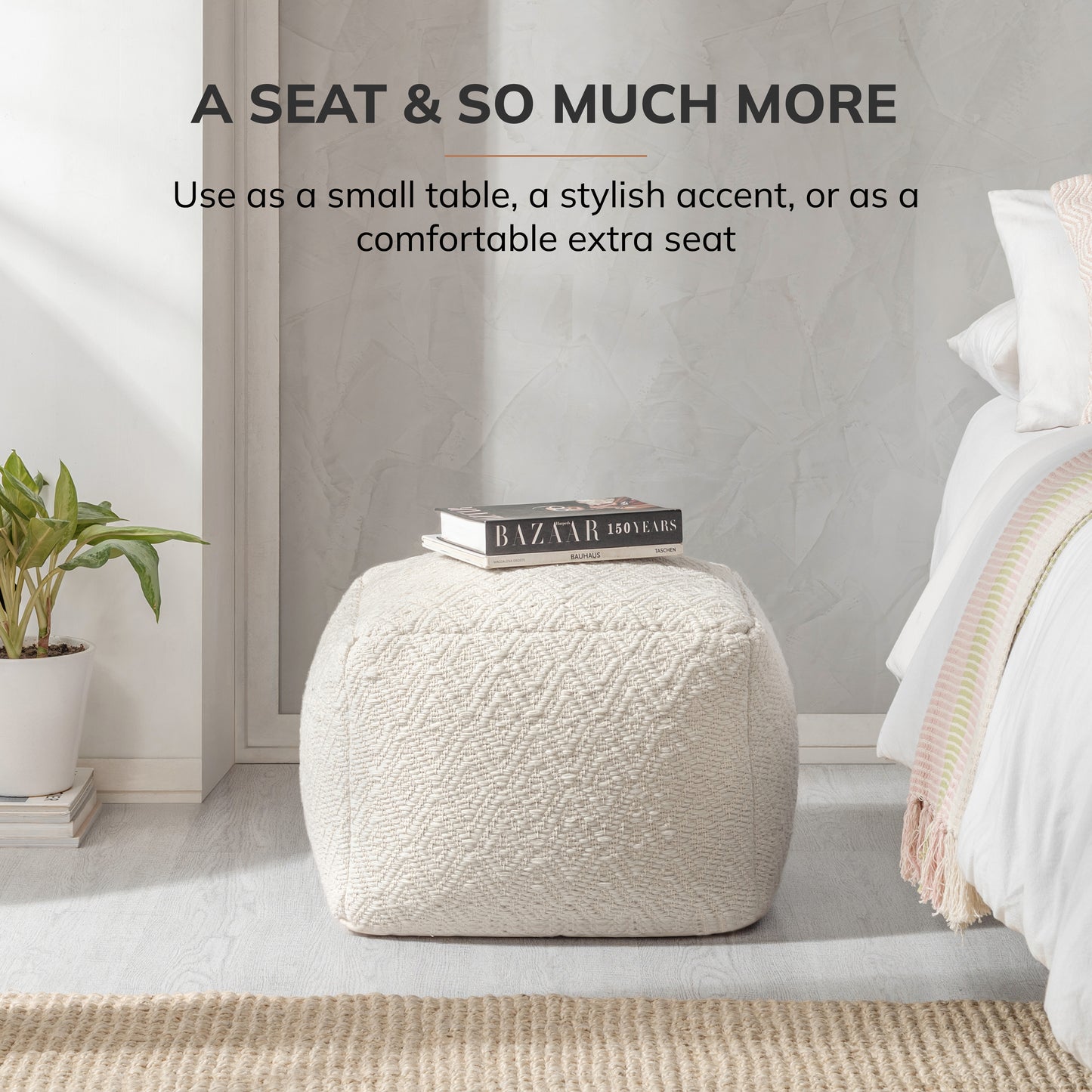 Cherokee Pouf - Ivory