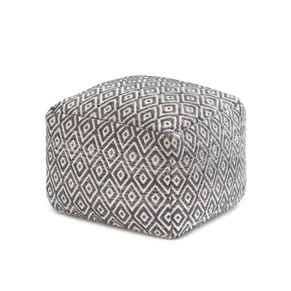 Cherokee Pouf - Charcoal Ivory