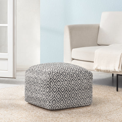 Cherokee Pouf - Charcoal Ivory