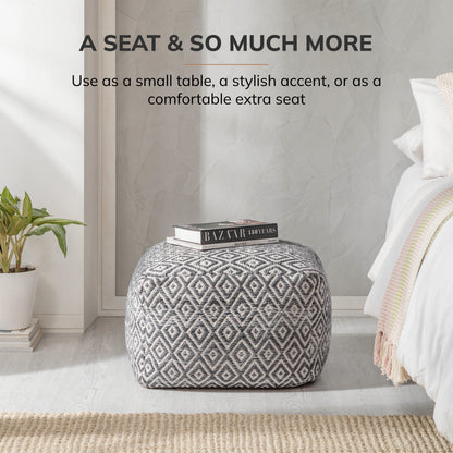 Cherokee Pouf - Charcoal Ivory