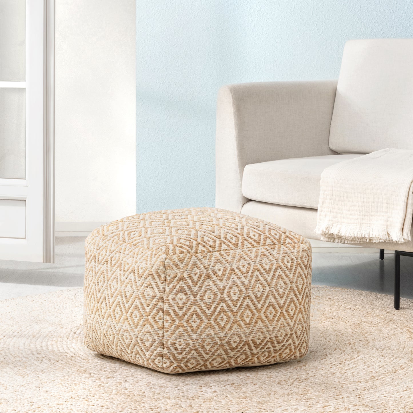 Cherokee Pouf - Mustard Ivory