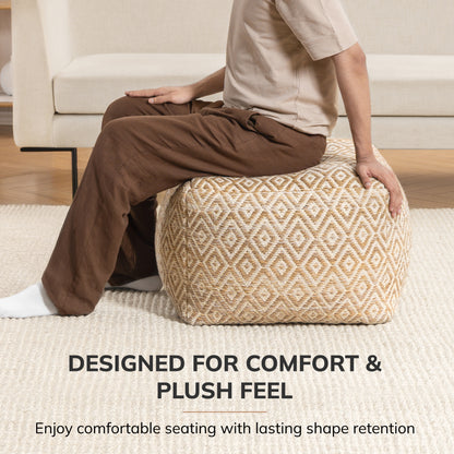 Cherokee Pouf - Mustard Ivory