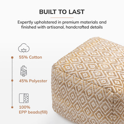 Cherokee Pouf - Mustard Ivory