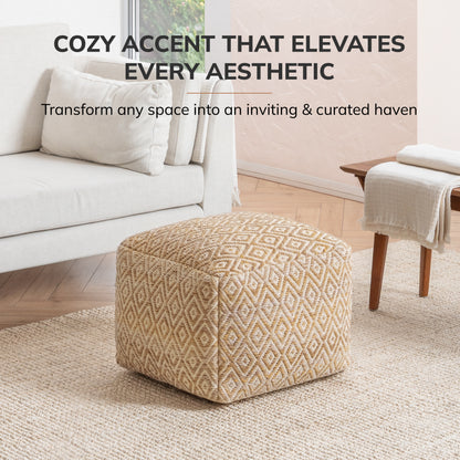 Cherokee Pouf - Mustard Ivory