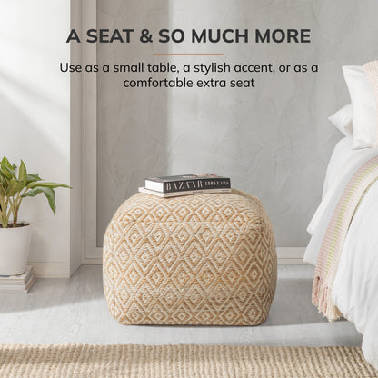 Cherokee Pouf - Mustard Ivory