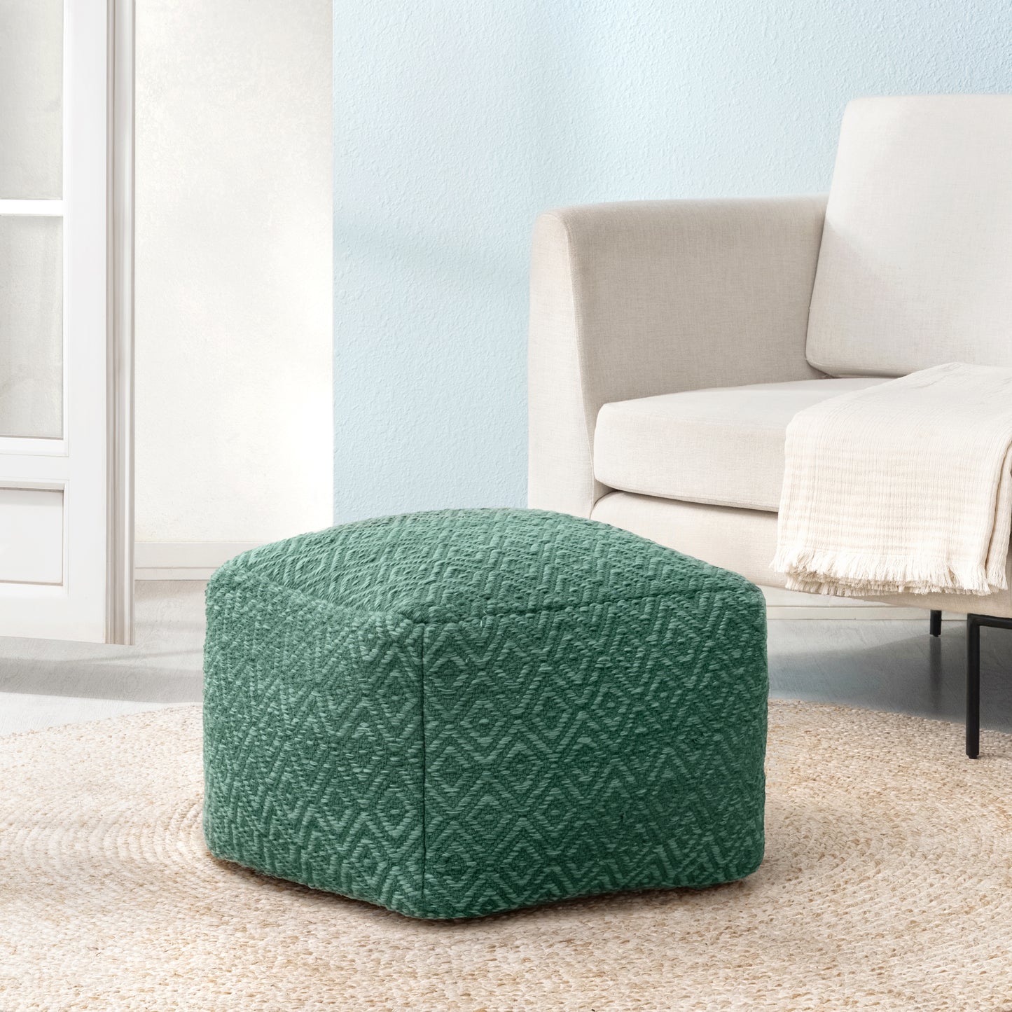 Cherokee Pouf - Sage Ivory