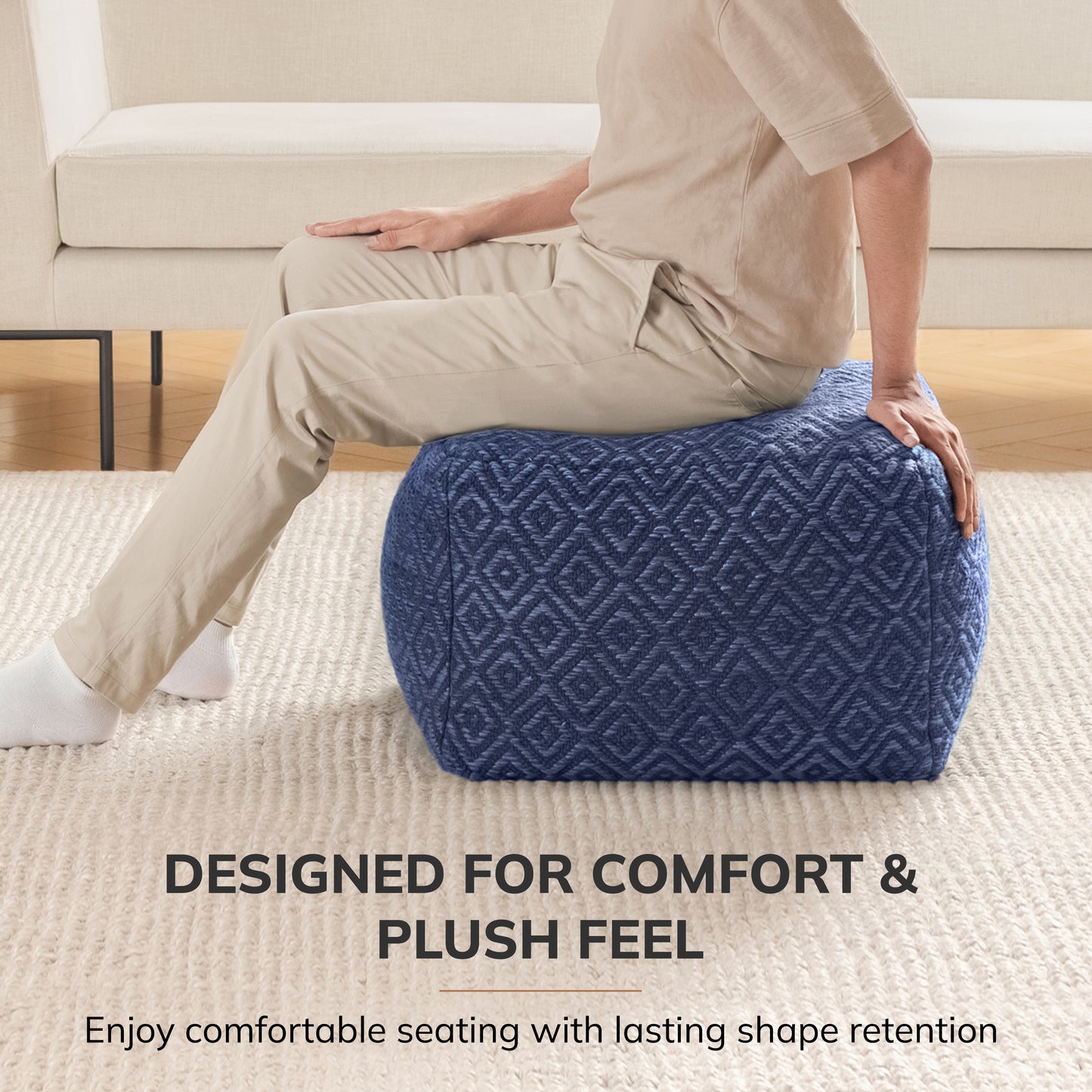 Cherokee Pouf - Blue Ivory