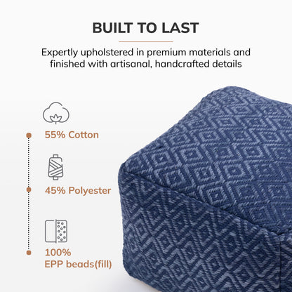 Cherokee Pouf - Blue Ivory
