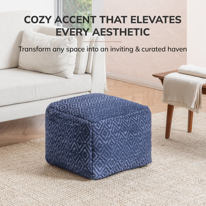 Cherokee Pouf - Blue Ivory