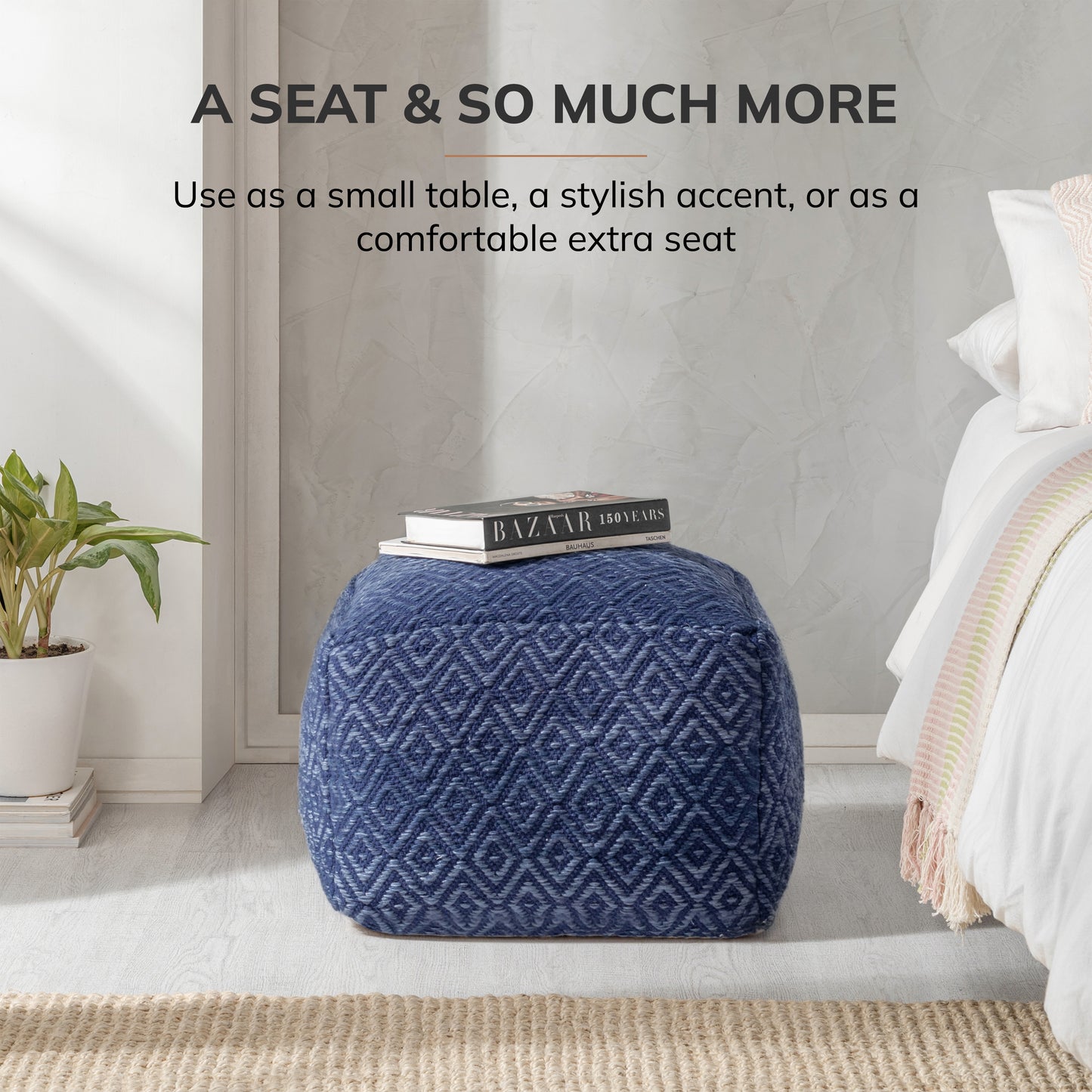 Cherokee Pouf - Blue Ivory