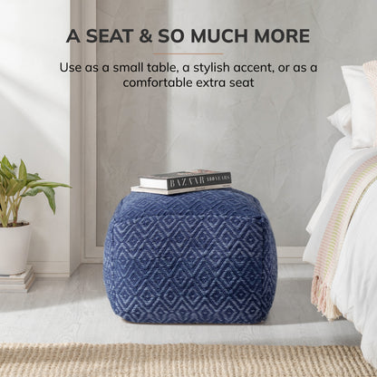 Cherokee Pouf - Blue Ivory