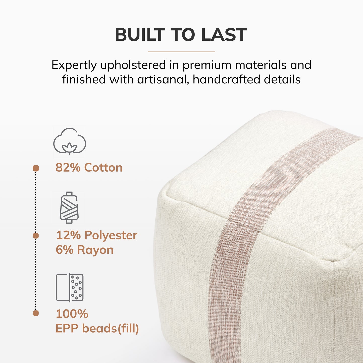 Windsor Pouf - Ivory Mocha Bisque